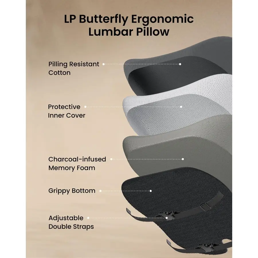 Almohada de apoyo lumbar para silla de oficina, almohada de soporte de espalda de espuma viscoelástica para aliviar la fatiga de la parte inferior de la espalda, silla de escritorio con almohada lumbar