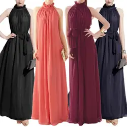 Halter Neck Dress Lace Up Elegant Sleeveless Club Party Dress Sexy Ruffled Evening Party Maxi Dress Prom Gown Beach Dresses