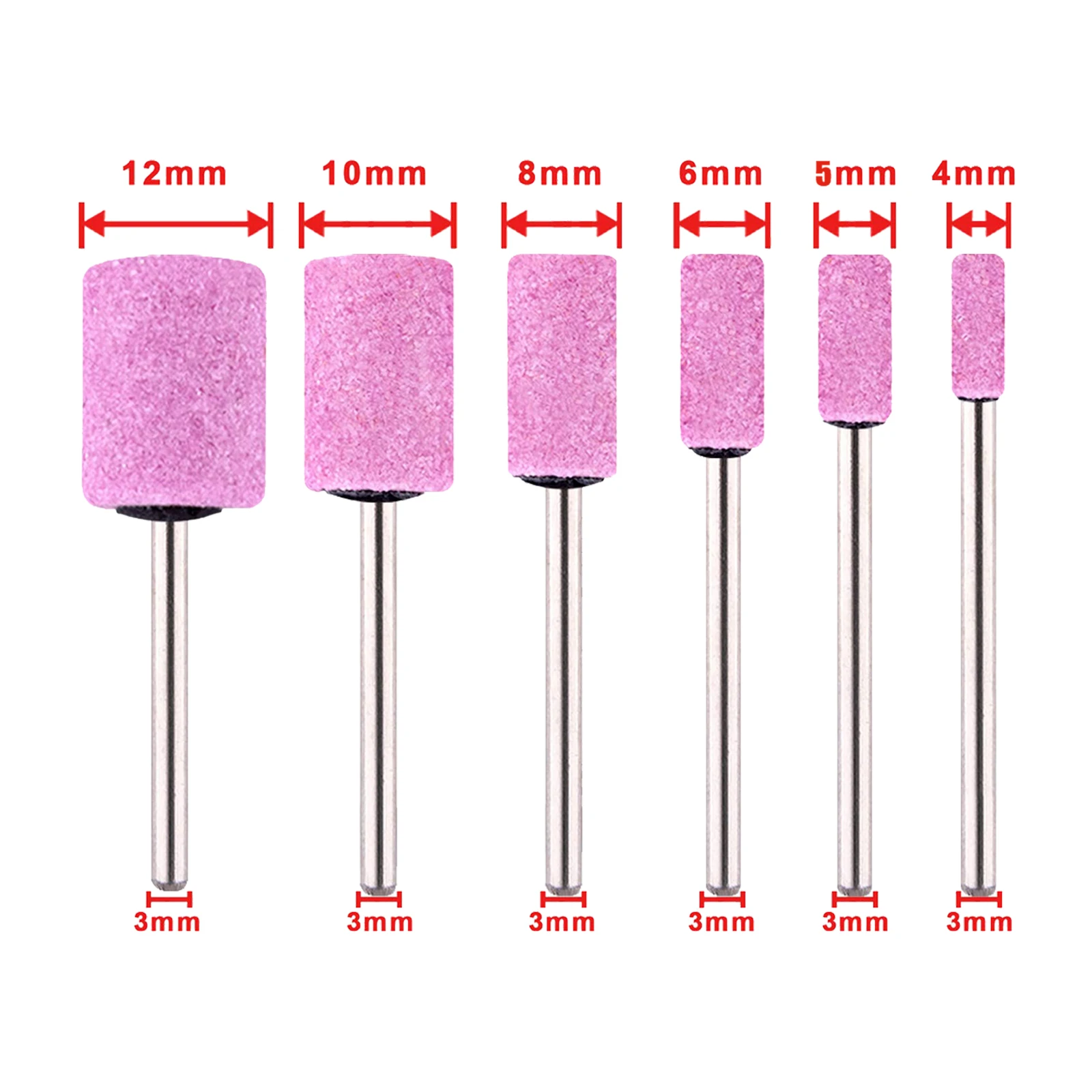 12pcs Grinding Stone Bits Drill For Rotary Tool Sanding Polishing Jewelries Accessories 1-12mm Assortment