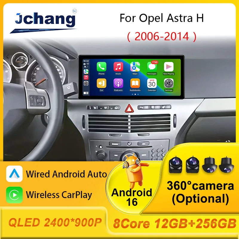 Für Opel Astra H 2006 - 2014 Touchscreen Android Auto Wireless Carplay Bluetooth 12,3 Zoll DSP Stereo GPS Navigation QLED WIFI