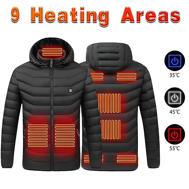 

Smart Heating Cotton Jacket USB Heated Hooded Coat Wear Resistant Long Style Couple Outdoors Spring Season Thin Model