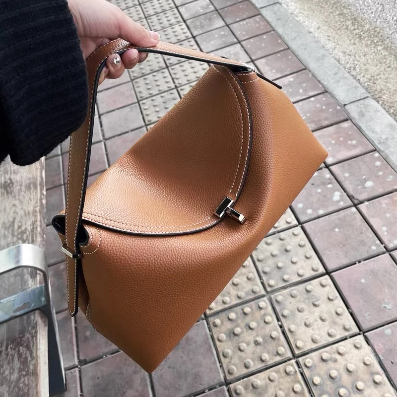 England Style Hobos Bags For Women Luxury Designer Handbags Purses 2024 New In PU Lychee Texture Lock Classic Underarm Shoulder