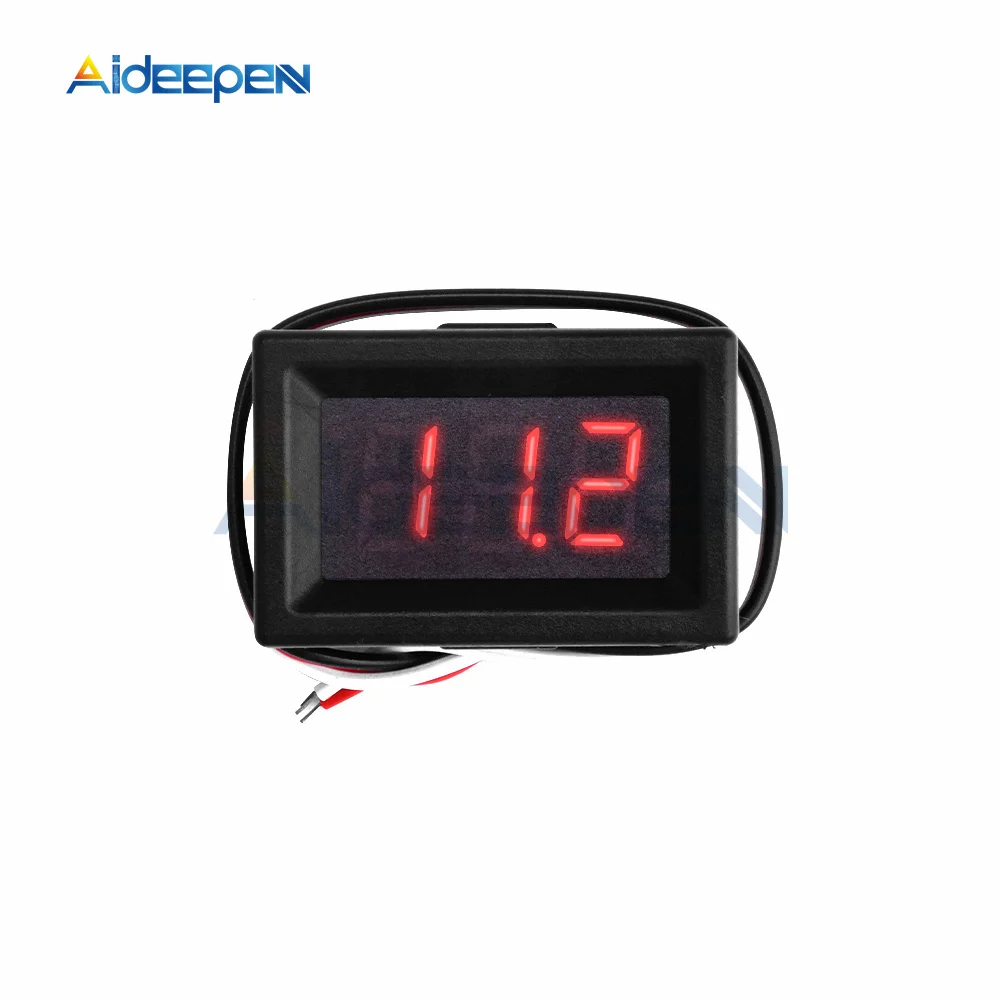 0.36 DC0-30V Digital LED Mini Display Module Voltmeter Voltage Tester Panel Meter Gauge 3 Cable for Motorcycle Car Vehicle Tools