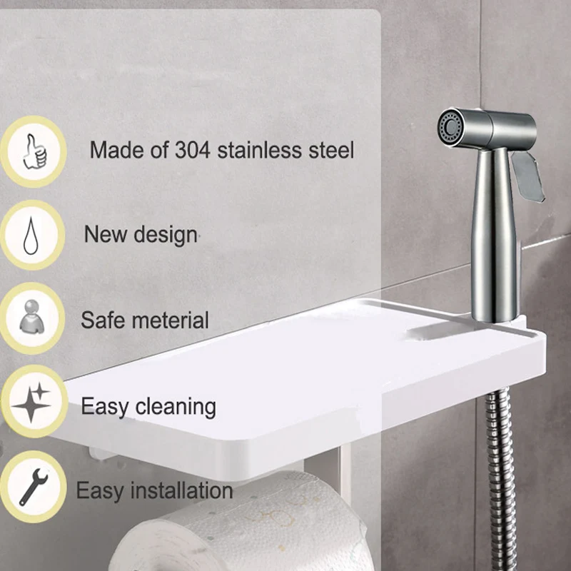 مسدس رش الحمام المحمول Baokemo ، الفولاذ المقاوم للصدأ ، معزز التنظيف الخارجي ، جهاز التنظيف ، مقعد الحمام ، رذاذ المرحاض