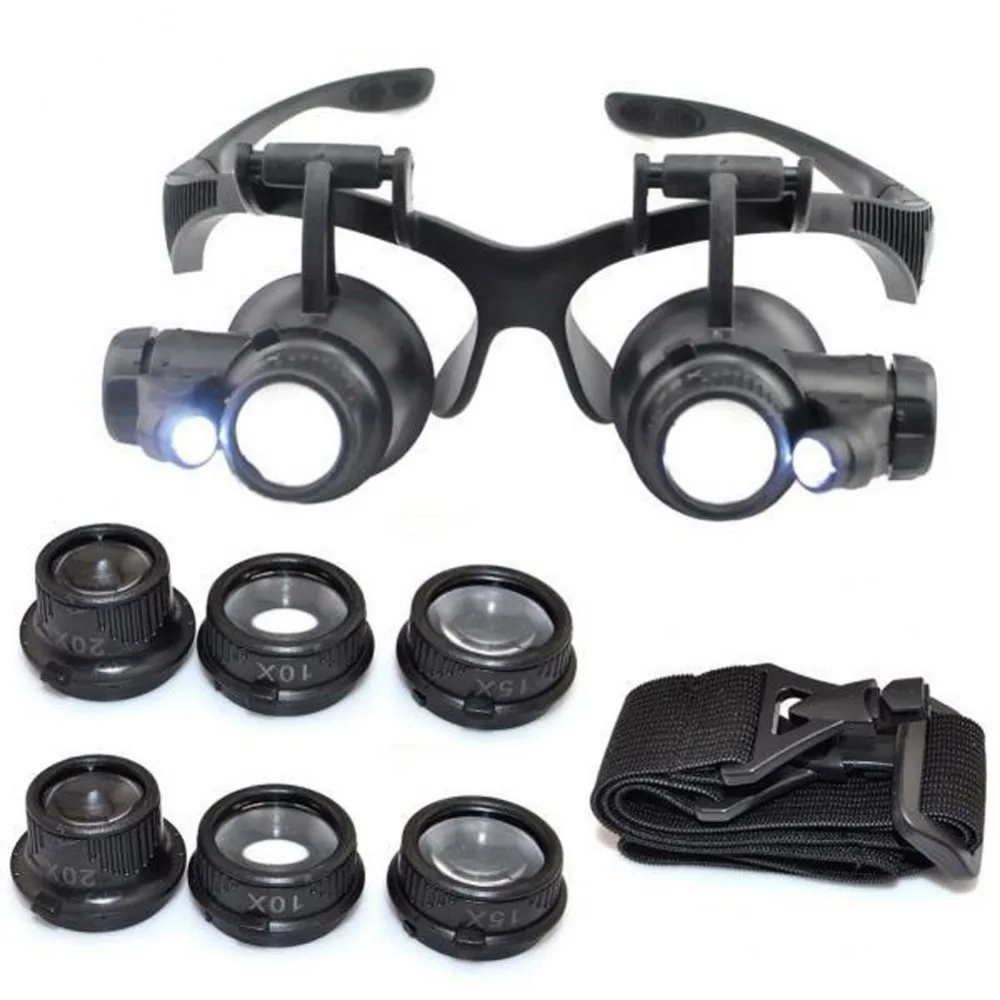 

10x 15x 20x 25x Phone Screen Magnifier Helping Hand Soldering Loupe Magnifying Glass with LED Lights Solder Clamp Helping Hands
