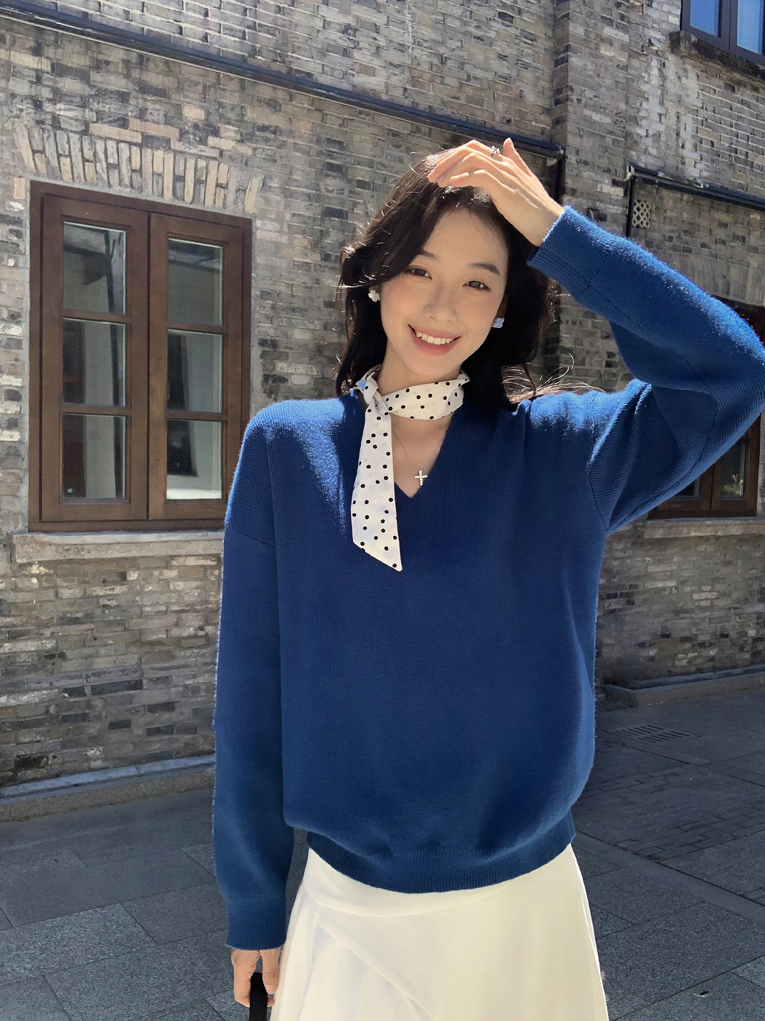 

Трикотаж Mulvan V-Ne, повседневный женский свитер Wed для отдыха, модный свободный крой из полиэстера, акрила, топ V-Ne