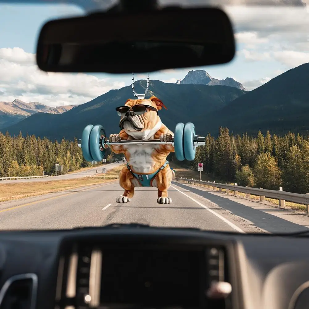 

Automobile Christmas Pendants Dog Dumbbell Christmas Ornament Weightlifting Dog Dumbbell Pendant Keychain Car Mirror Decoration