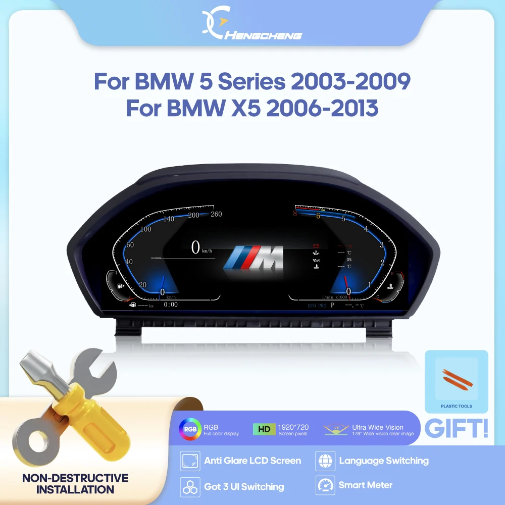 

For BMW 5 Series 2003-2009 X5 2006-2013 Carplay Digital Cluster LCD Dashboard Cockpit Virtual Instrument Non-destructive