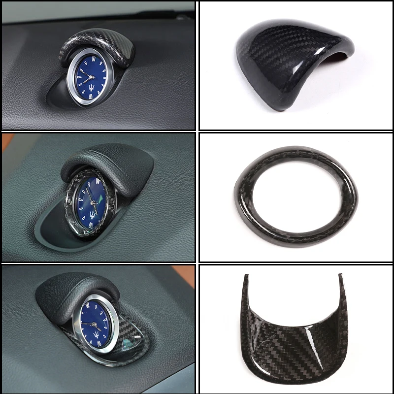 Para Maserati Ghibli 2014-2021 Quattroporte 2017-2021 fibra de carbono Real Interior del coche tablero cubierta de reloj decoración marco embellecedor