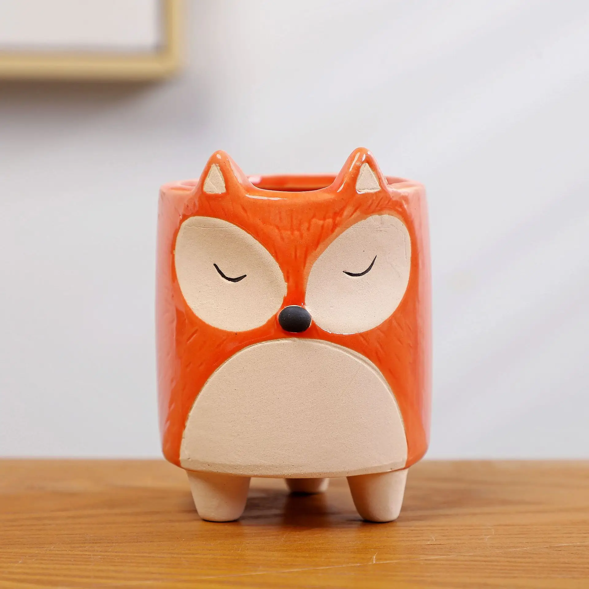Cute Animal Ceramic Flower Pot Cartoon Succulent Green Plant Potted Desk Ornament Home Garden Balcony