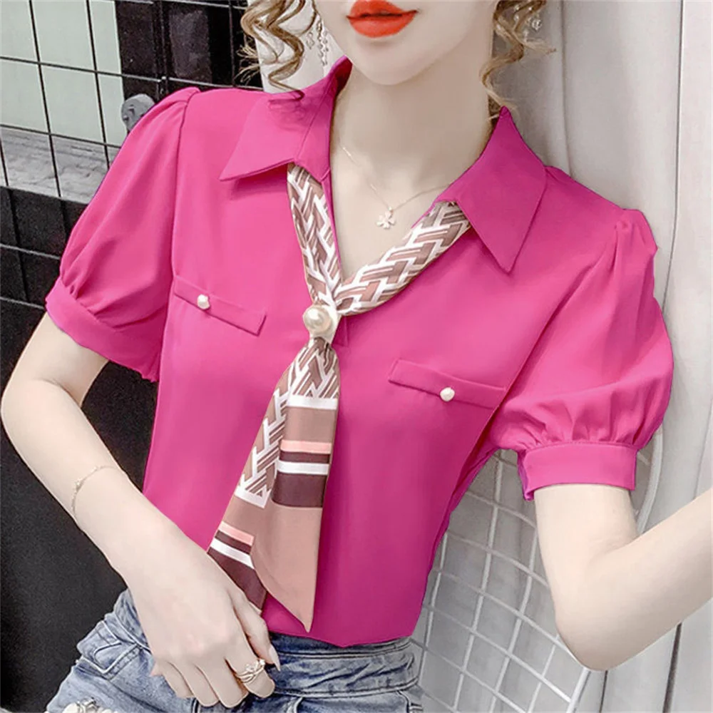 Blusa De manga corta con cuello alto para Mujer, camisa De punto para verano, 2022