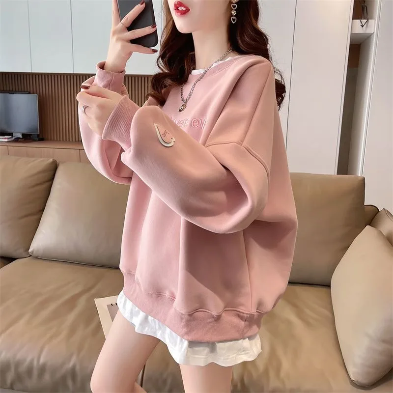 Damessweatshirts Ronde hals Lange mouw Sport Koreaans Street chic Y2k Kleding Essentieel Emo Vrouwelijke trui Top Nep tweedelig