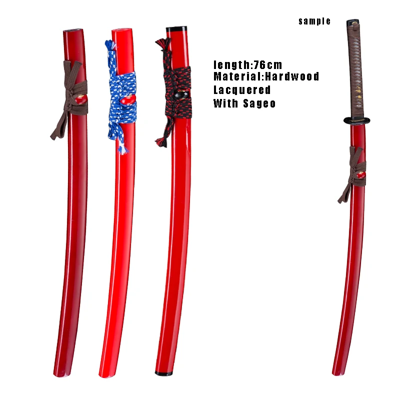 

Red Wooden Scabbard,For Katana Saya,With Sageo,Hardwood Lacquered,76CM,Nice Handmade Sheath