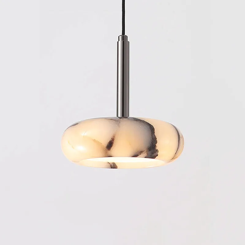 Creative new light luxury high-end translucent home lighting European marble bedroom bedside elliptical LEDCeiling  pendant lamp