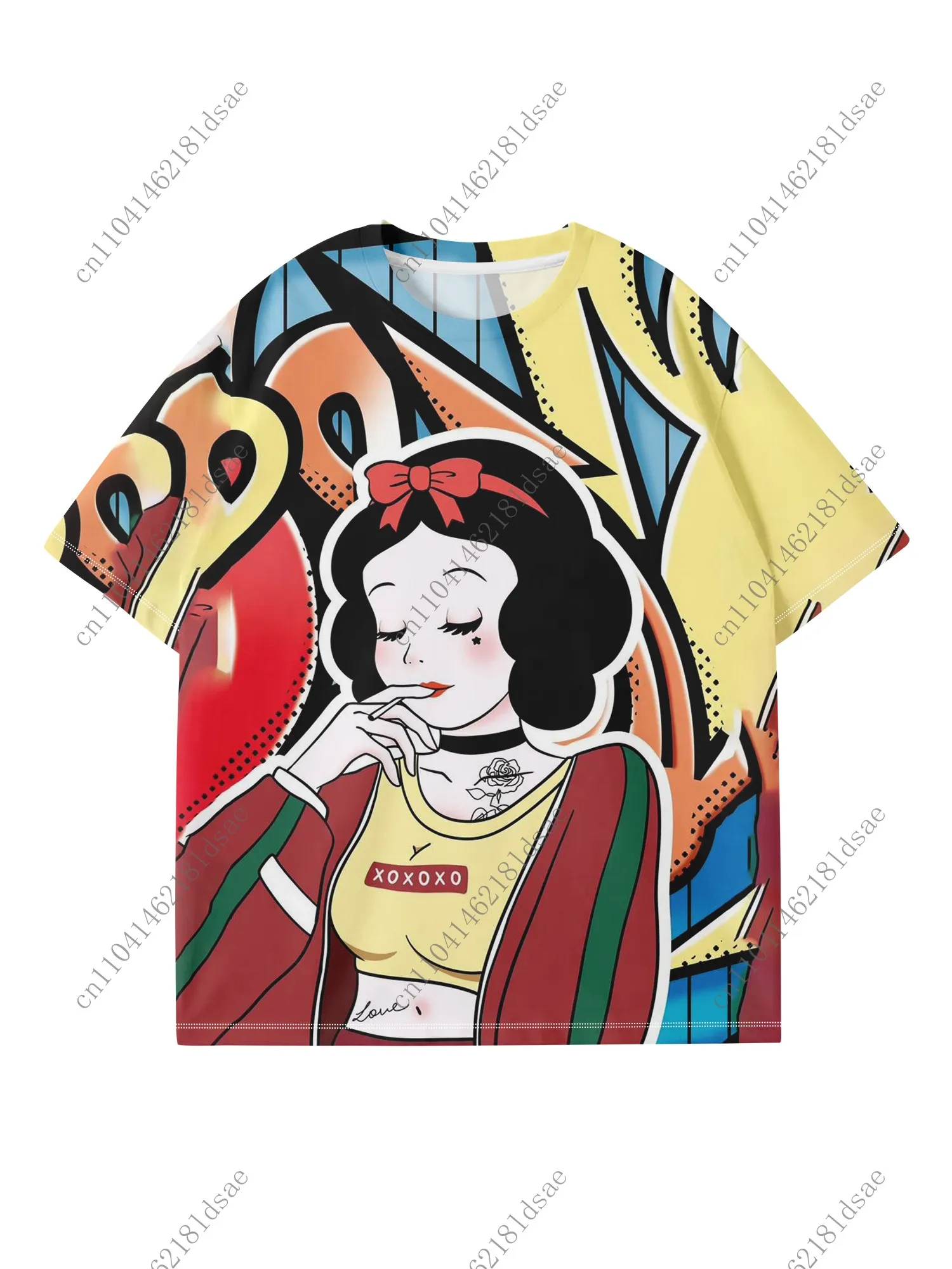 2025 الصيف الشرير الشرير الأميرة قصيرة الأكمام قمة القوطية الشارع الترفيه الأساسية ثلاثية الأبعاد تي شيرت مطبوع الرجال النساء البوليستر الموضة #1