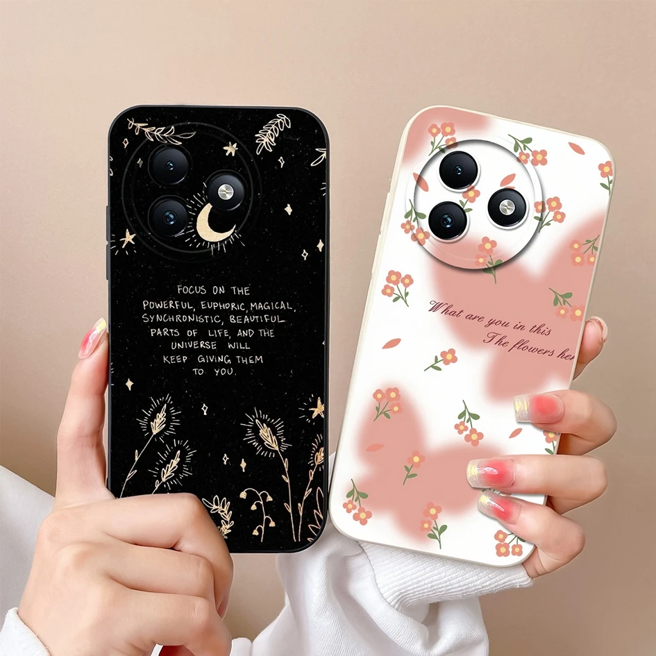 For Itel S24 Phone Case Flowers And Plants Shell Screen Protector Matte Liquid Silicone Luxury Cover Housing For Itel S 24 Funda