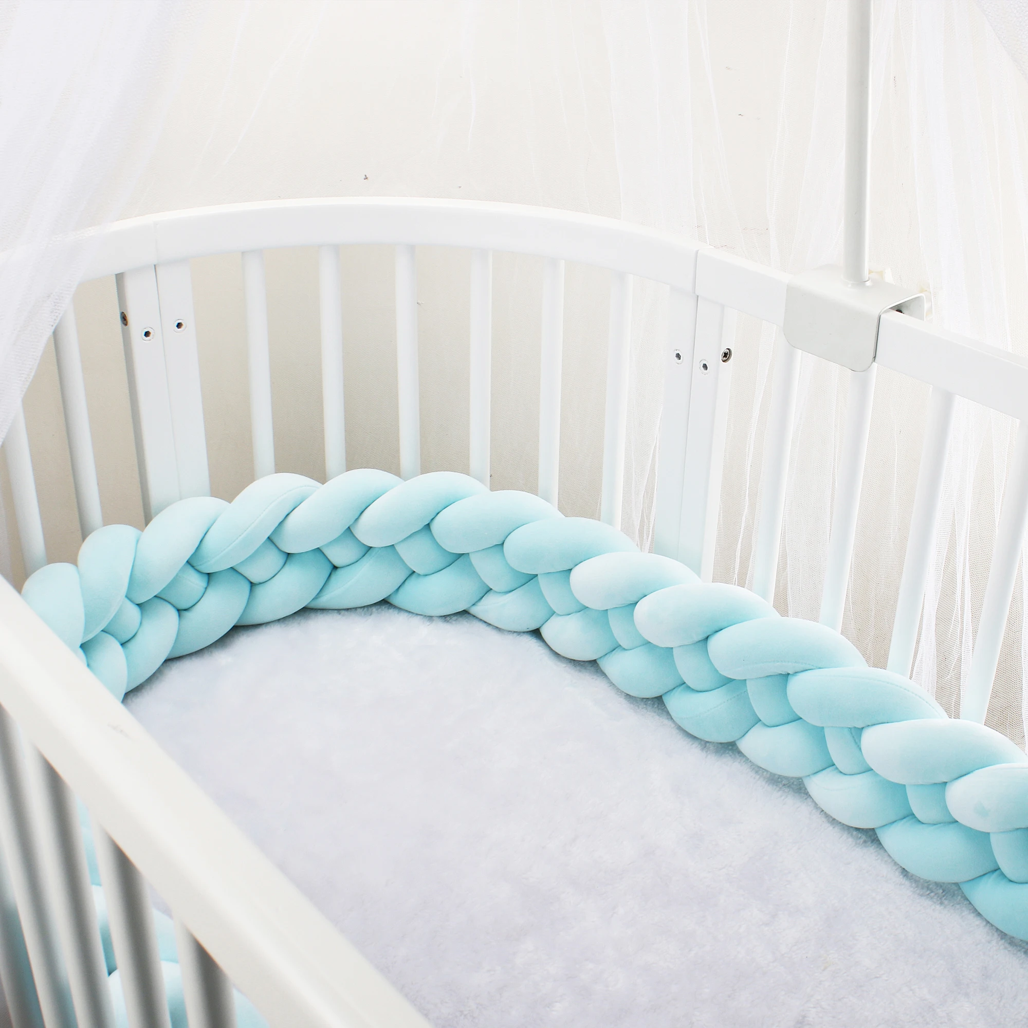 3M Baby Krippe Schutz 4 Aktien Baby Bett Stoßstange Weben Plüsch Infant Krippe Kissen Für Neugeborene Bett Stoßstange Zimmer decor