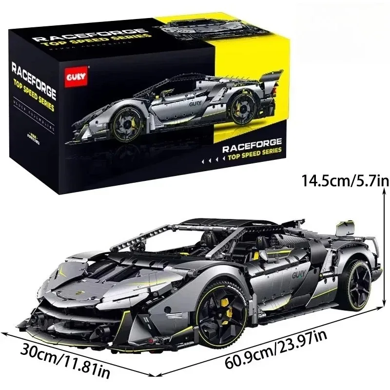 3392-teiliger 1:8 Maßstab Lamborghini Sportwagen Bausatz High-Tech City Speed Rennfahrzeug elektrisch Modellbausatz DIY Montage-Spielzeug für Jungen Erwachsene Kinder Geschenk Heimdekoration