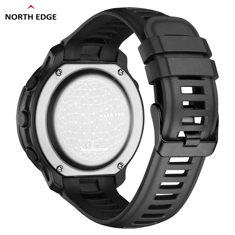 North Edge Mars Pro Jam Tangan Digital กีฬาสำหรับผู้ชายกองทัพคาร์บอนไฟเบอร์เครื่องวัดความสูงโครงนาฬิกาบารอมิเตอร์เข็มทิศกันน้ำ50เมตร