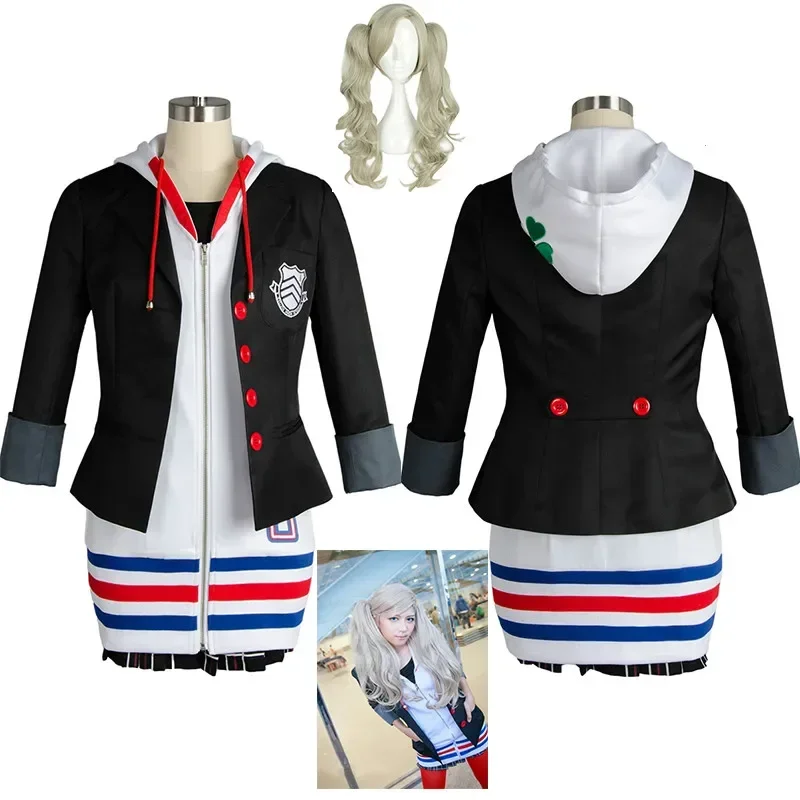 New Ann Takamaki Cosplay Persona 5 Cosplay Anne Costume Full Set Uniform Jacket Shirt Skirt Stockings Vest Party Halloween