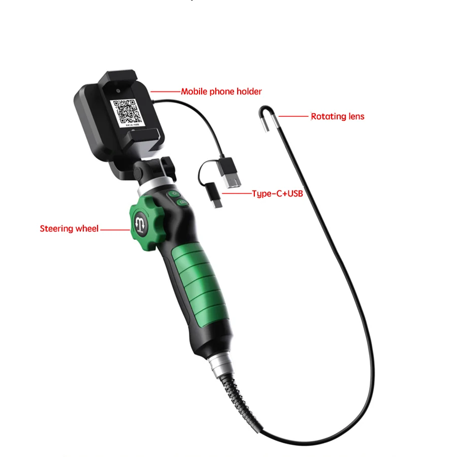 3.9mm/6.4mm/8.5mm เลนส์360องศาความละเอียดสูงอุตสาหกรรม endoscope 1080P 200W พิกเซลเครื่องตรวจจับการซ่อมรถยนต์สำหรับ Android/pc