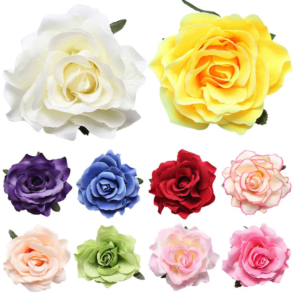 Big Flower Hairpins DIY Headdress For Bridal Wedding Flocking Cloth Rose Flower Hair Clips Fashion Hair Accessories Decoration