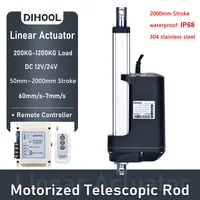 Actuador lineal 12000N, carrera de 50mm ~ 2000mm con controlador C8 DC24V 12V, resistente al agua IP68, Motor de varilla telescópica eléctrica de engranaje de Metal