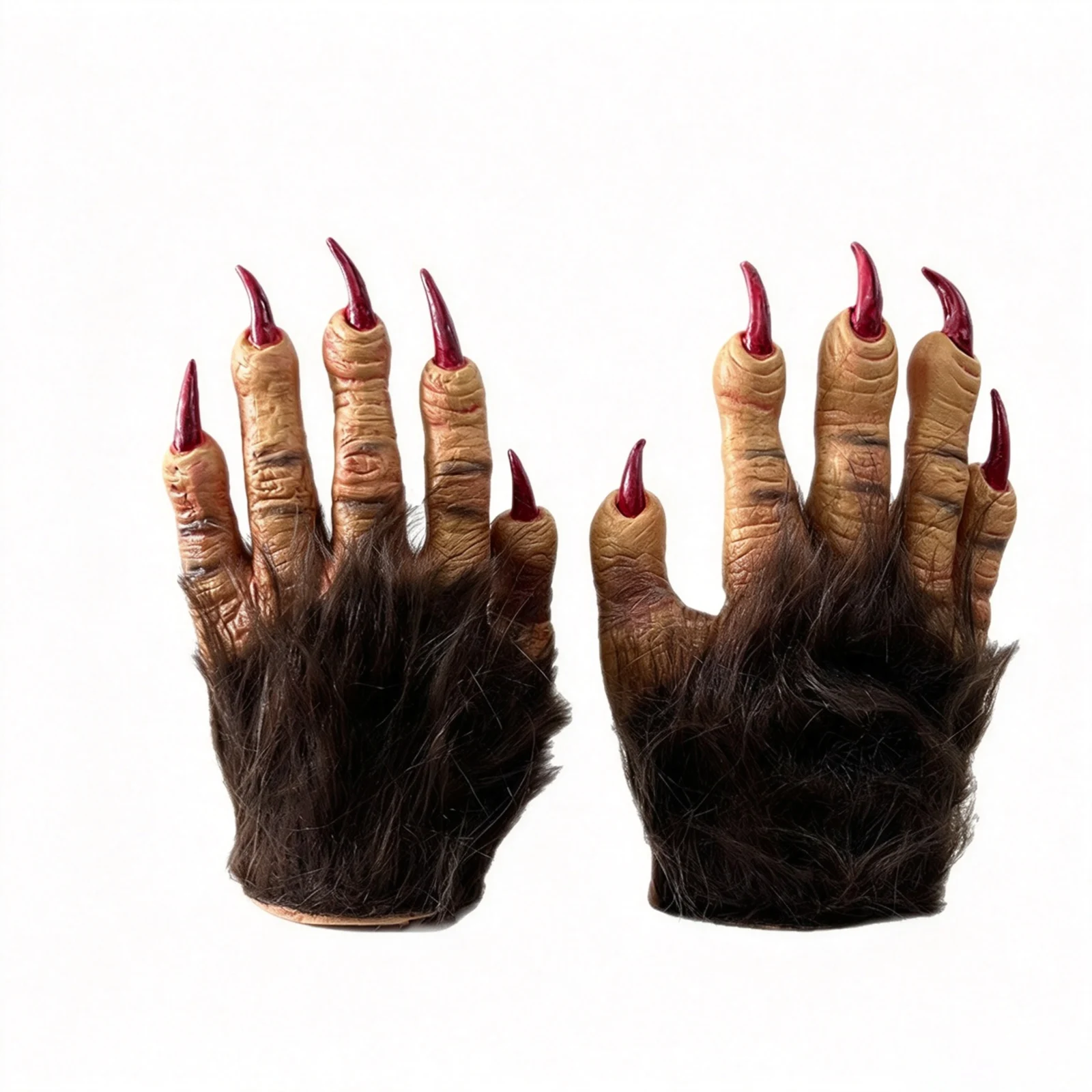 1Pair Scary Gloves with Faux Fur Halloween Costume Props Accessories for Role-playing Theme Party Masquerade Carnival 3