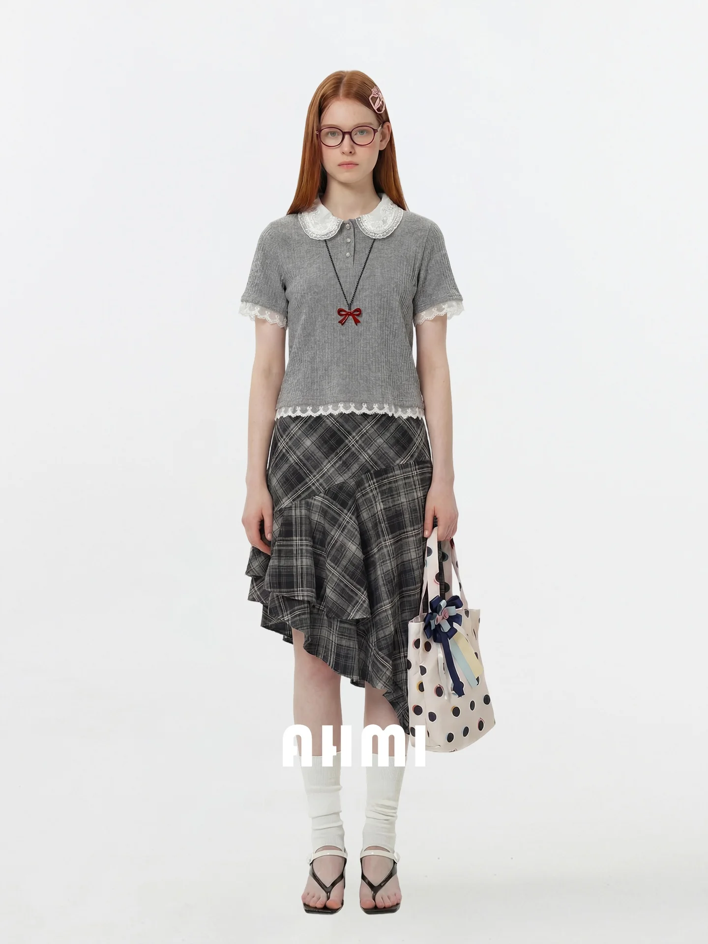 

Женская юбка AHMI с высокой талией, А-силуэт, весна-лето, новая коллекция, повседневная, асимметричная, с пэчворком, расклешенный подол