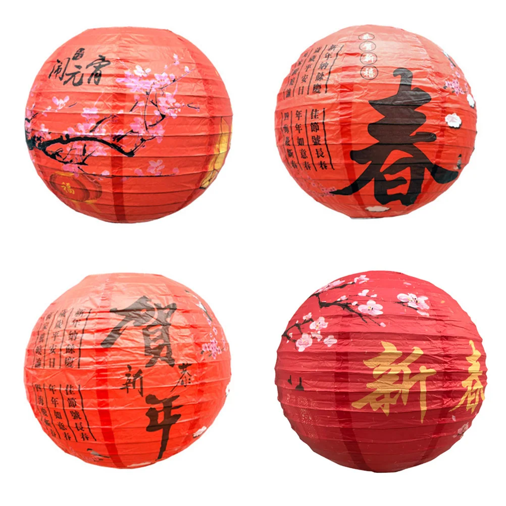 

6pcs Paper Lanterns Decorative Hanging Foldable for Bulb Festive Party Chinese New Year Garden Lighting Indoor Outdoor