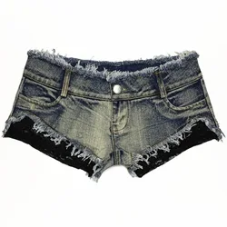 велосипедки New Sexy Low Waist Women's Lace Patchwork Super Denim Shorts Nightclub Hot Pants