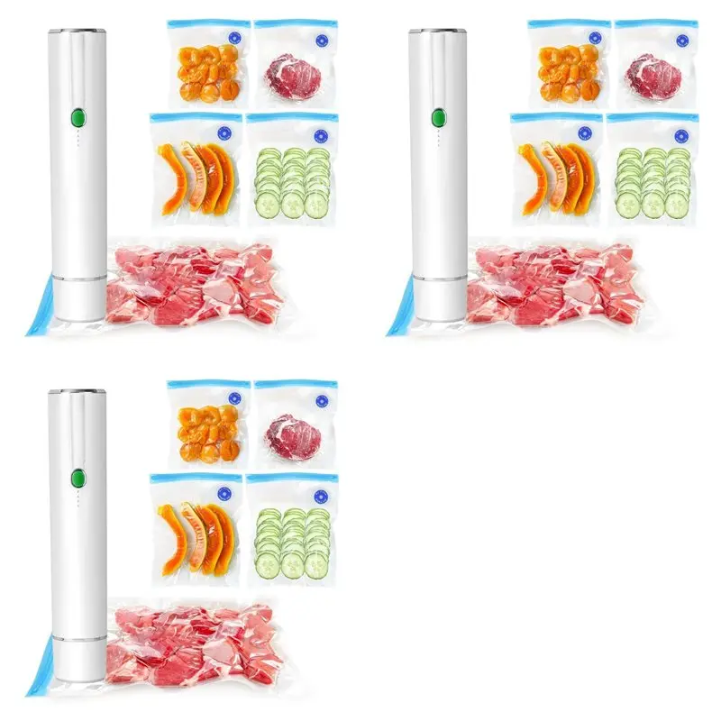 

PZHI-3X Vacuum Sealer For Food - Cordless Handheld Food Vacuum Saver With 10 Pcs Sealer Bags, For Food Preservation & Fresh