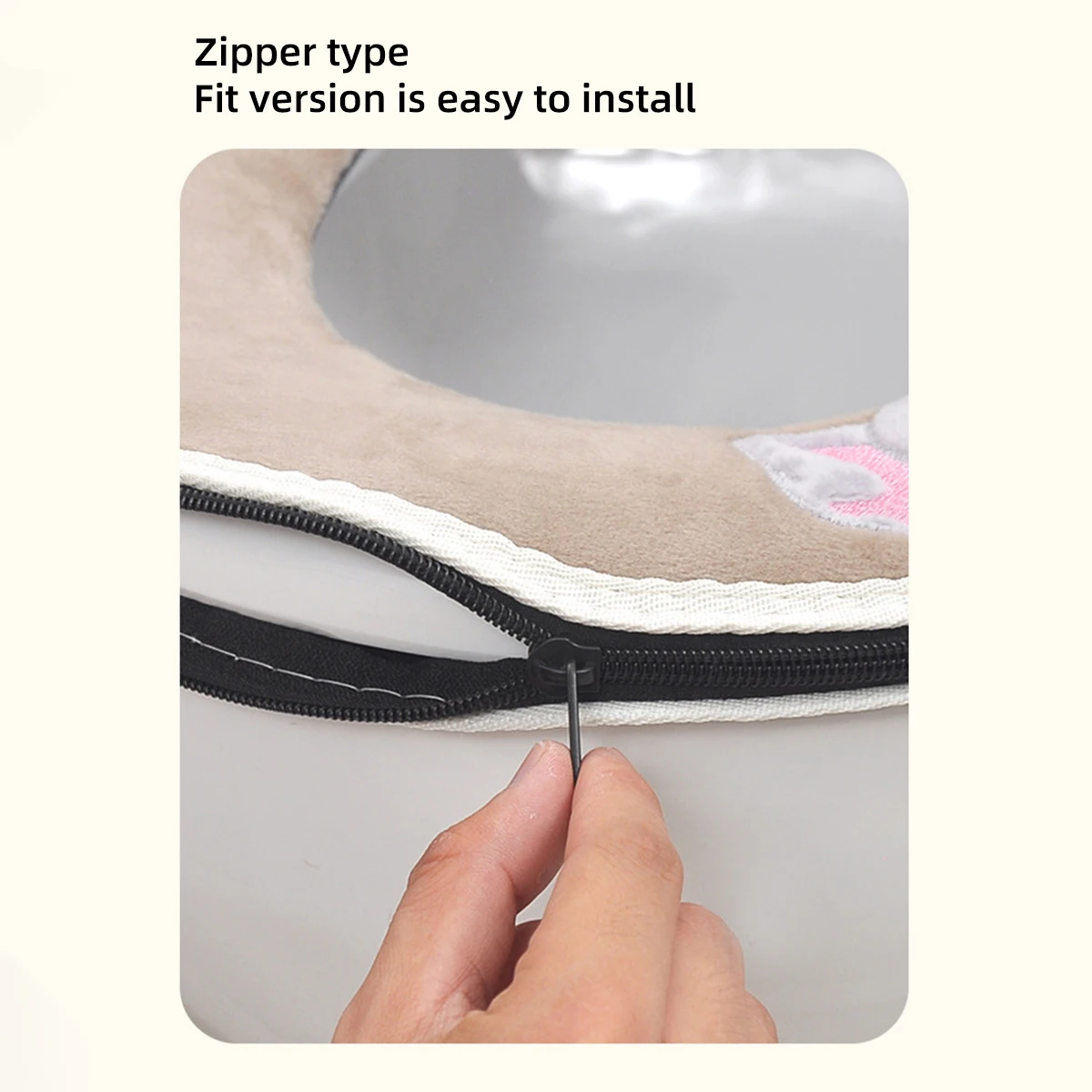 وسادة مقعد المرحاض بمقبض ، وسادة قطة كرتونية ، سحاب ناعم ، سماكة منزلية ، أداة تغطية عالمية #6