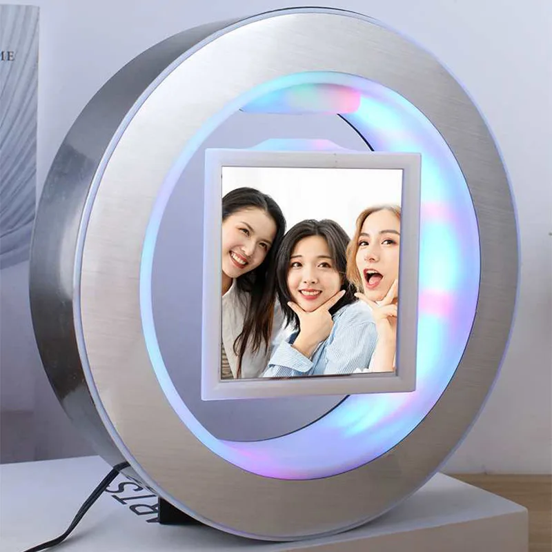 Maglev Photo Frame Wedding Festival Gift Glowing Suspended Creative Craft Ornament Three Sided Photo Frame