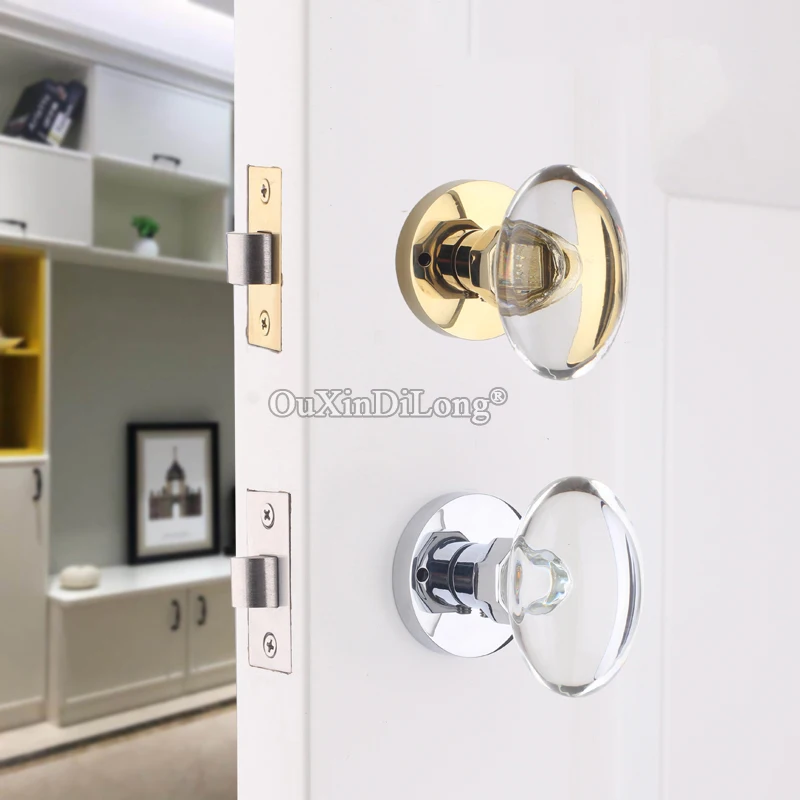 

Brand New European Luxury Solid Crystal Door Knobs Lock Interior Bathroom Silent Door Lock Kit Keyless Chrome/Gold/Black