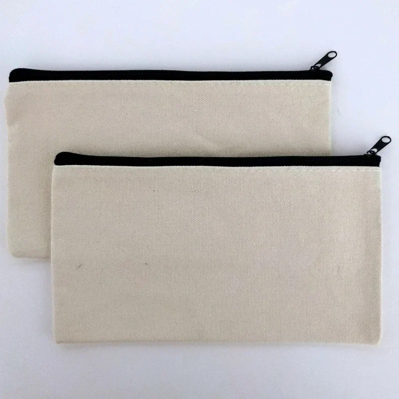 Black White Canvas Coin Money Pouch Small Toiletry Brushes Makeup Organizer Students Stationery Pencil Bag DIY Craft Storage Bag