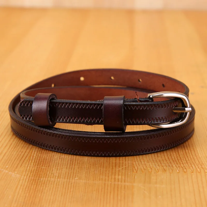 1.4CM X 105CM 3PCS Real Cowhide Ladies Belt New Korean style All match Fashion Narrow Casual Style Purple Green Matching  Cheap