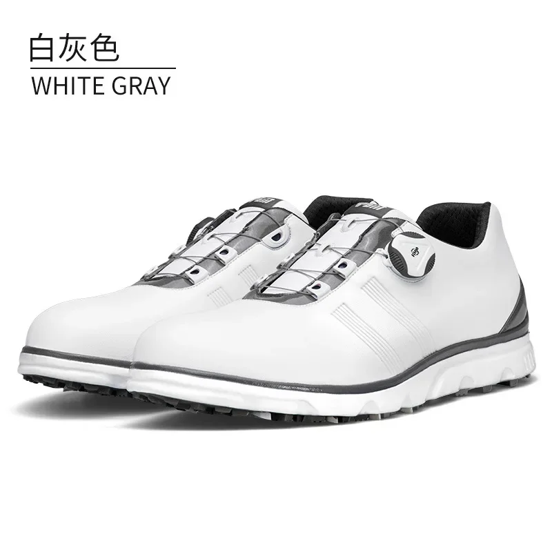 PGM Golf Sho es sepatu pria antiair tali Putar sepatu Golf Sneakers kancing antiselip