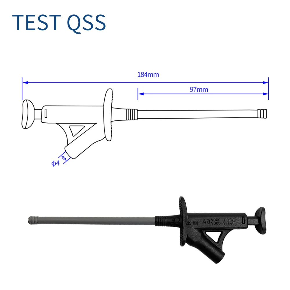 QSS Quick Test Hook Clip Professional Insulated High Voltage Flexible Grabber Testing Probe 4MM Banana Socket Q.30042