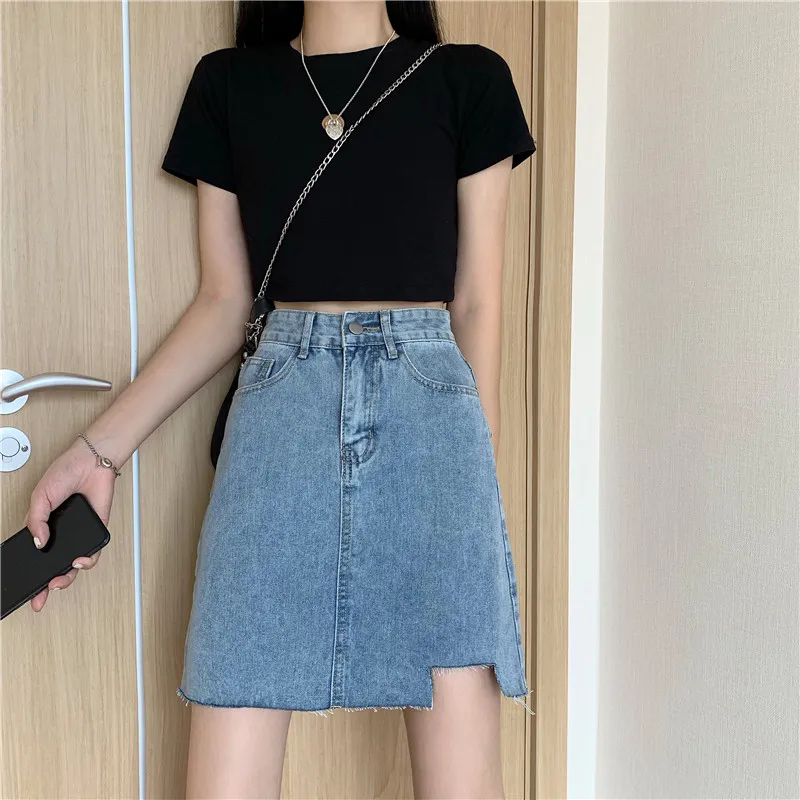 Light blue irregular skirt