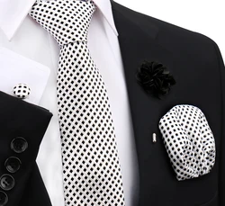 Business Tie for Men Neck Tie Set Classic Necktie Set Brooch Cufflinks Handkerchief Set for Wedding Party Formal Accessories
