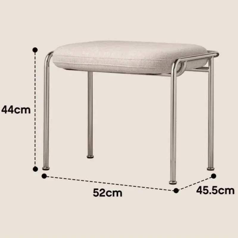 Nordic Bauhaus Wrought Iron Soft Shoe Stool, Simple Dining Chair for Restaurant, Cafe and Living Room, Bedroom Dressing Chairs