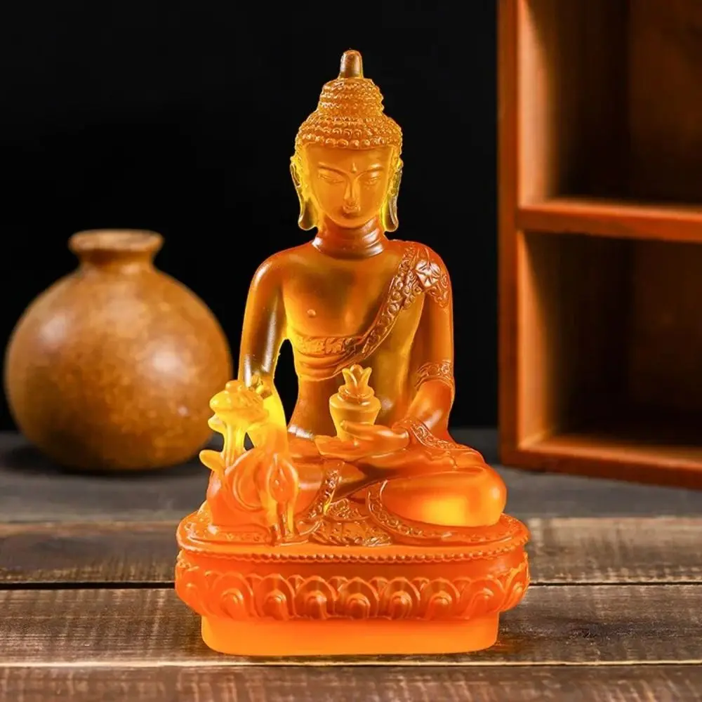 Thai-style Medicine Buddha Statue Resin Craft Zen Ornaments Resin Buddha Crafts Handmade Pharmacist Buddhist Sculpture Desktop