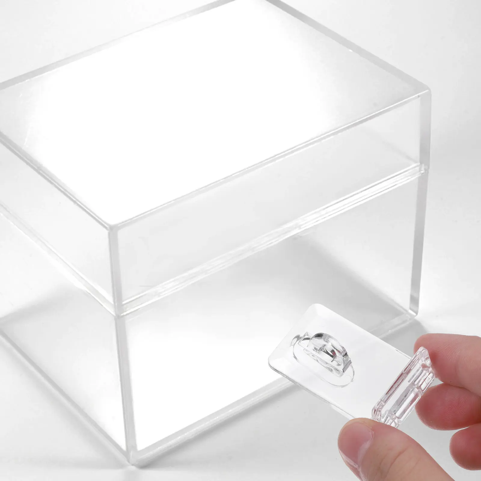 

12Sets Transparent Acrylic Hasp Lock Clear Jewelry Box Latches Easy Install Plastic Buckle Locks for Wood Boxes Small Cabinets
