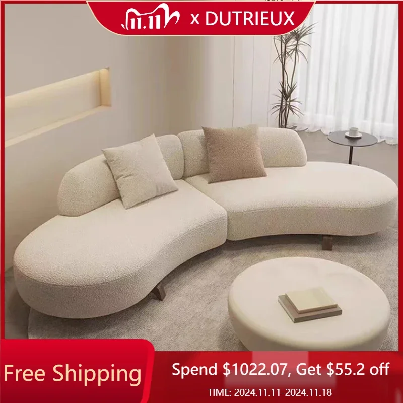 

Curved Modern Soft Unique Sofa Kawaii Wood Foam Nordic Luxury Sofa Sectional Lounge Designer Divano Letto Living Room Furniture