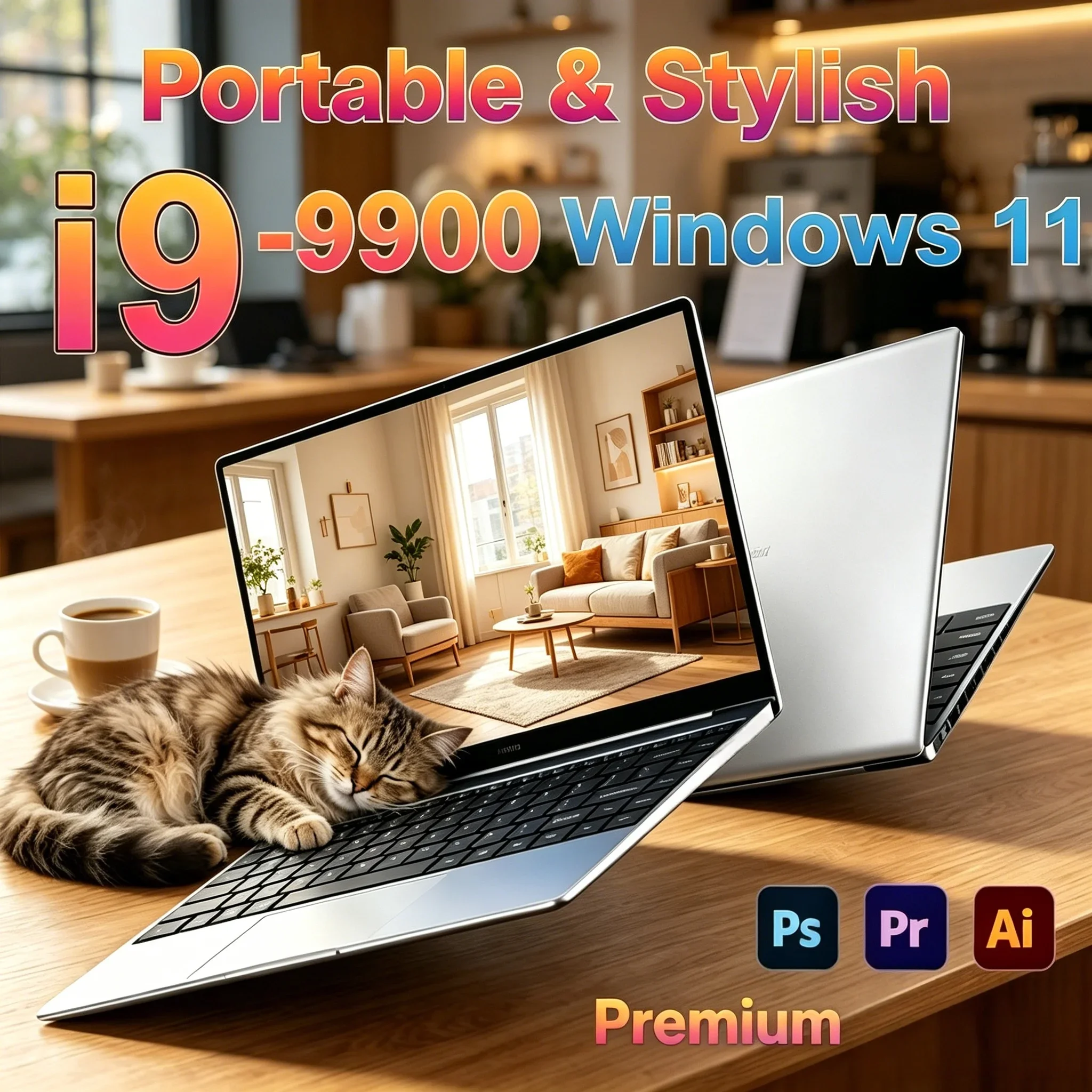 

New 15.6 Inch High Performance Laptop Intel I9-9900 Full HD Display Large Storage Portable Business Office Gaming Notebook PC