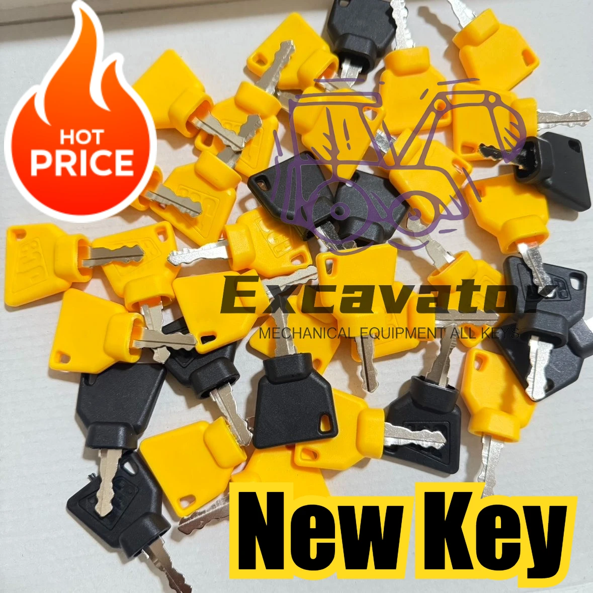 

50 шт. новых желто-черных ключей зажигания для серии JC B JS701/45501 331/26790 333/Y1374