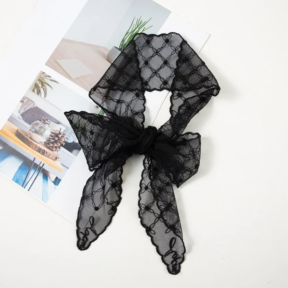 

Ins элегантный женский узкий длинный шарф с вышитым цветком тонкий кружевной шарф 124 см Y2k солнцезащитная шаль летняя