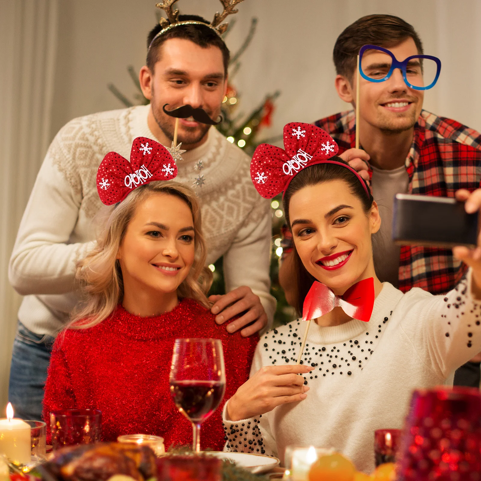 

2 шт., обручи для волос с бантом, прочный тканевый эластичный обруч, костюм на Хэллоуин, вечерние детские рождественские аксессуары для волос, рождественский головной убор