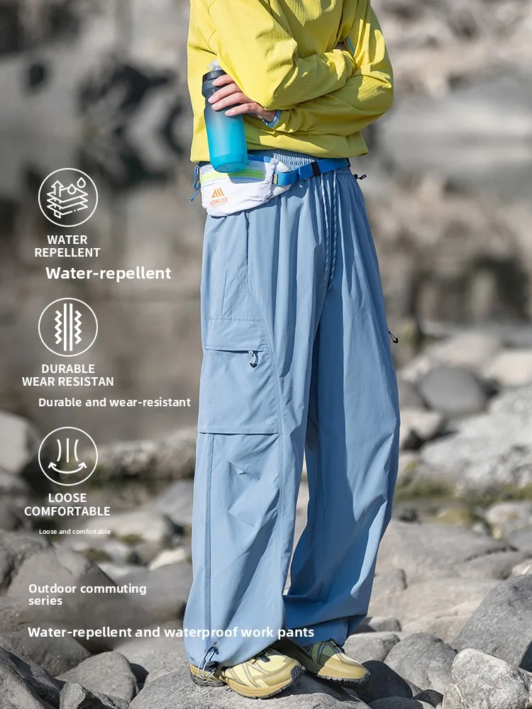 

Lightweight Waterproof Outdoor Work Trousers Men's Casual Multi-ket Long Pants Spring Summer Wear Resistant Loose Fit Poly...